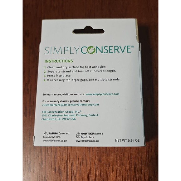 Simply Conserve Indoor Outdoor Rope Caulk 1/8 x 5’ Paintable, Seals Gaps New - Picture 2 of 2